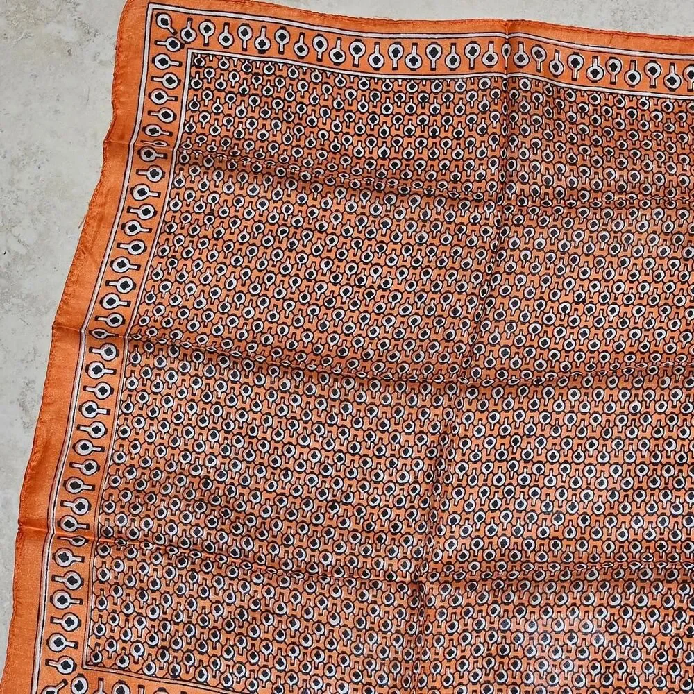 vintage boho twee orange silk square scarf